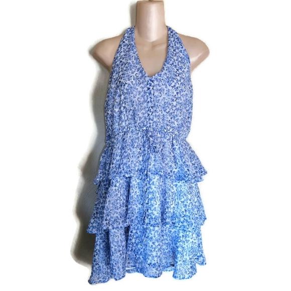 Trixxi Blue Floral Halter Dress Size Women's  XL - Picture 2 of 13